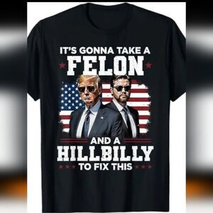 Trump / Vance Felon and Hillbilly Crew-Neck T-Shirt Sz 3X